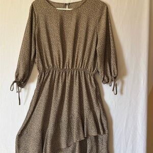 Brown Asymmetrical High Low Dress